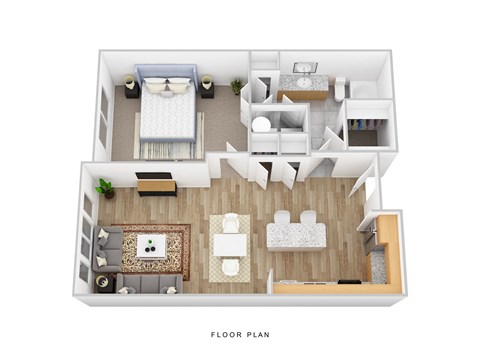 Floor plan for 1 bed, 1 bath, 808 sqft
